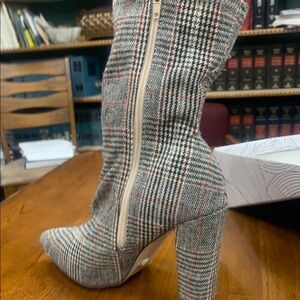 Plaid High Heel Boots. 4 inch heel